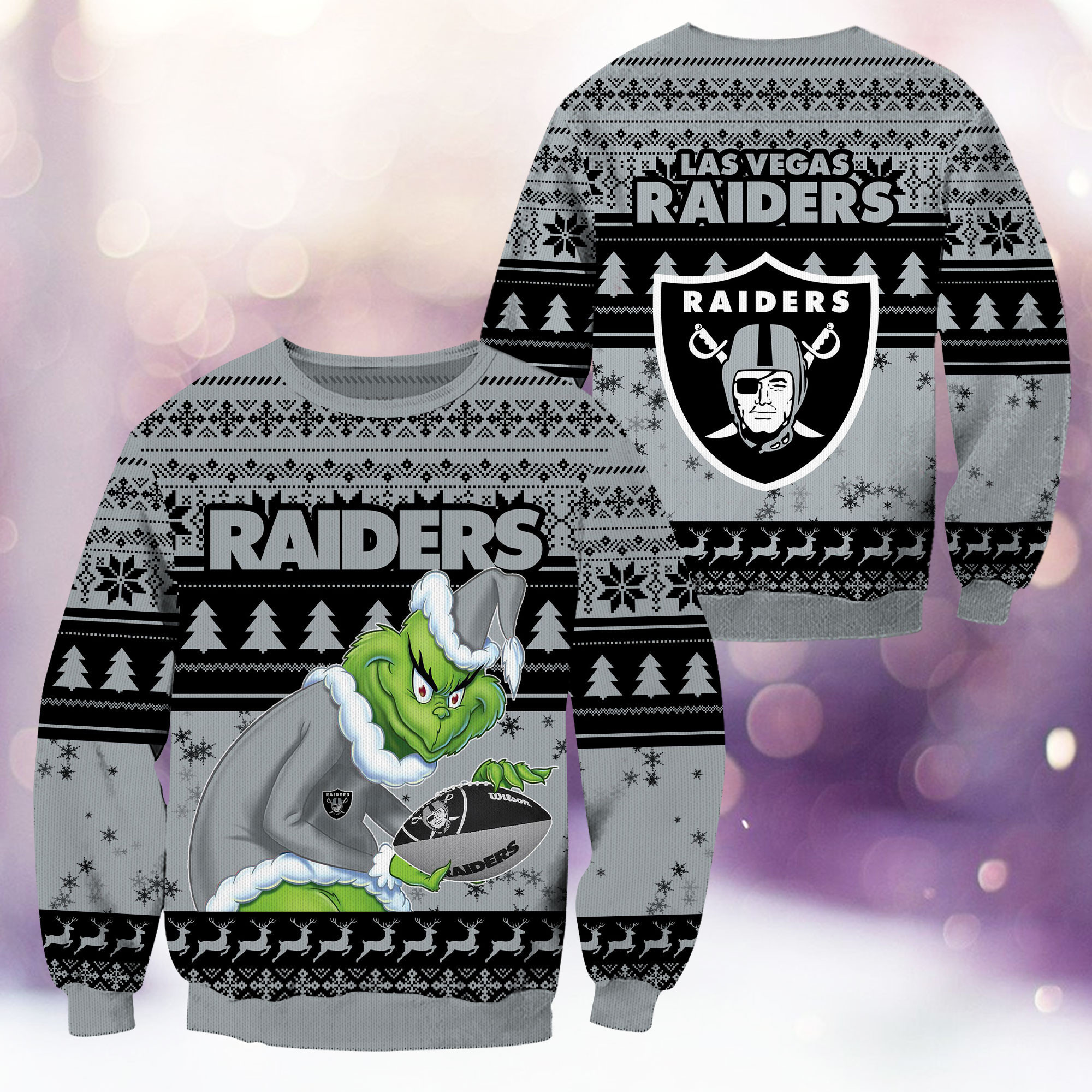 Las Vegas Raiders Grinch Ugly Christmas Sweater