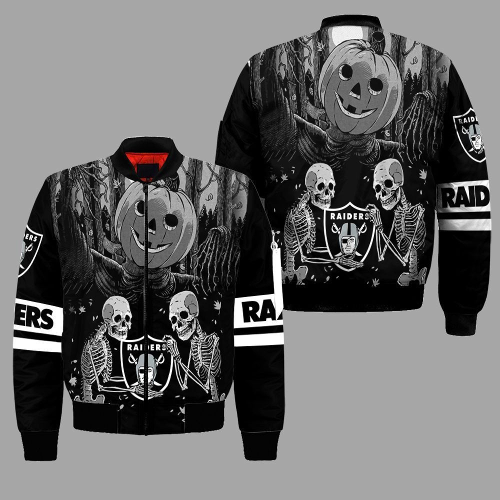 Las Vegas Raiders Halloween Bomber Jacket | NFL Team Jacket for Men & Women | Football Fan Gift