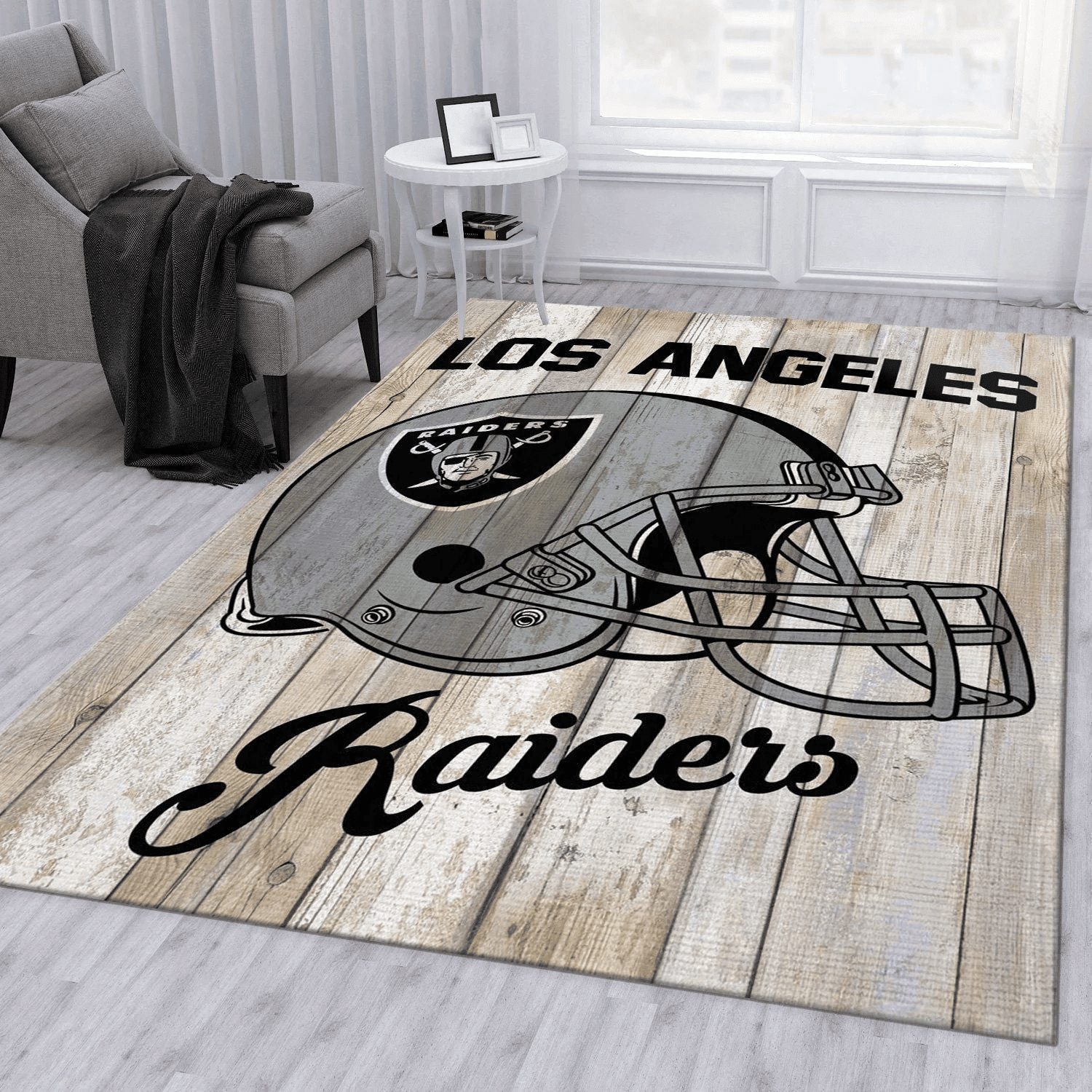 Las Vegas Raiders Helmet Rectangle Area Rug – Full Print Carpet For Living Room & Bedroom Home Decor