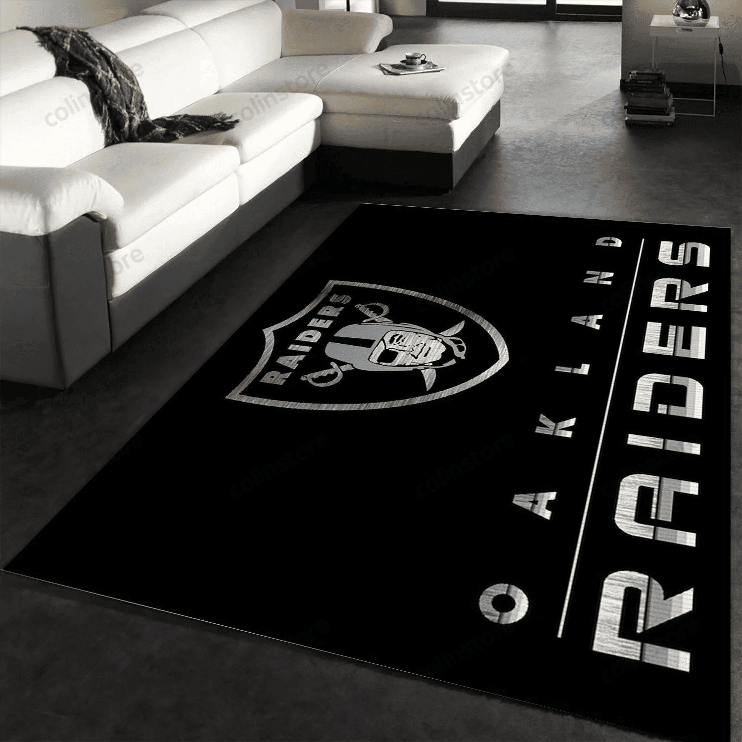 Las Vegas Raiders Imperial Chrome Rug Rectangle Area Rug – Full Print Carpet For Living Room & Bedroom Home Decor
