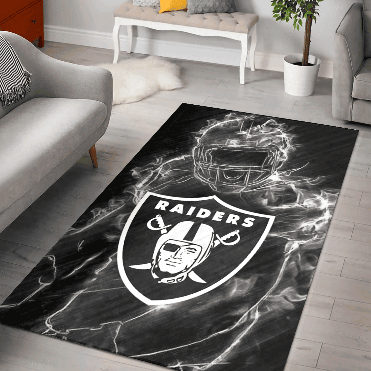 Las Vegas Raiders Legend 3D Full Print Rectangle Area Rug – Full Print Carpet For Living Room & Bedroom Home Decor