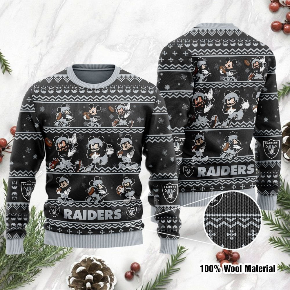 Las Vegas Raiders Mickey Mouse Ugly Christmas Sweater, Perfect Holiday Gift