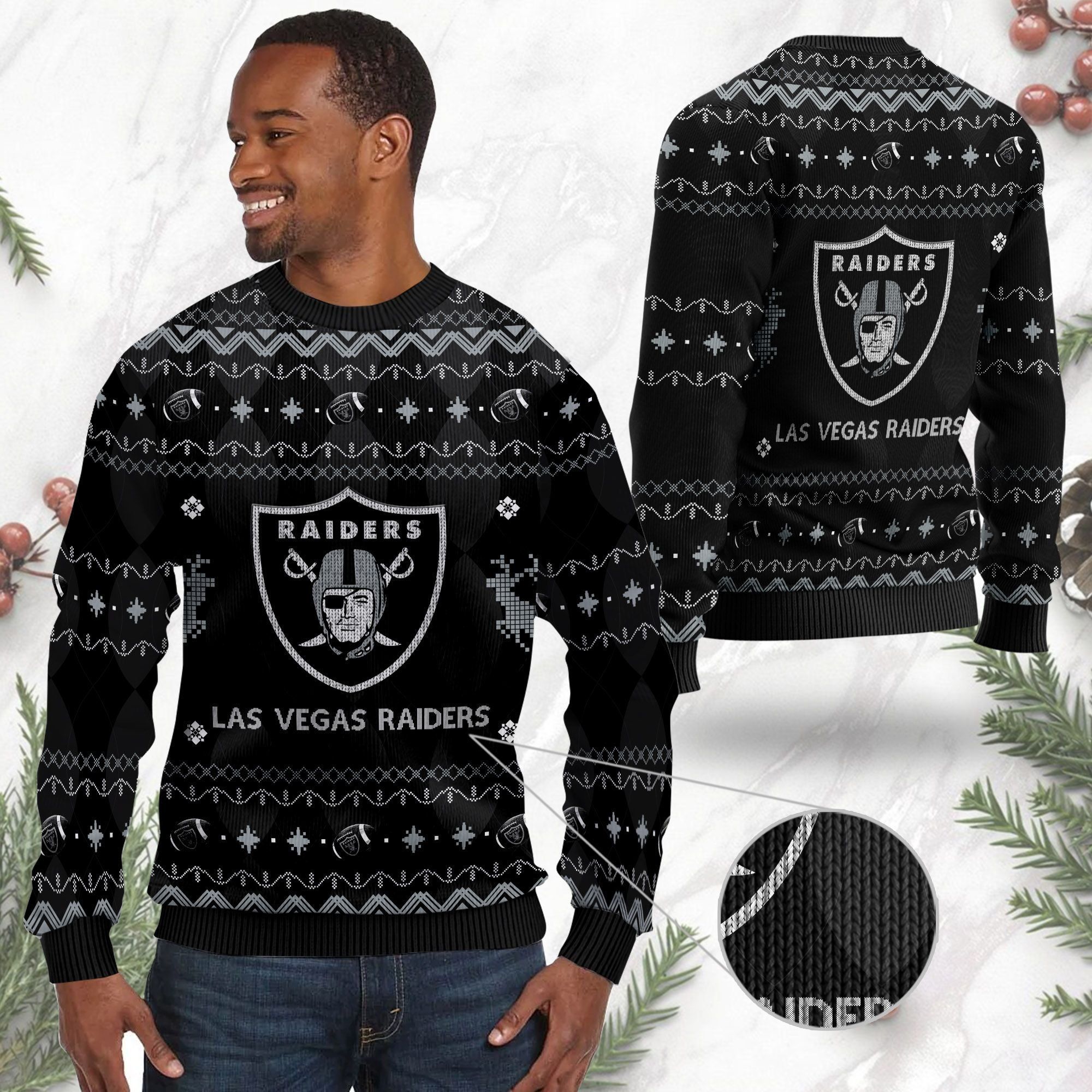 Las Vegas Raiders NFL American Football Black Ugly Christmas Sweater