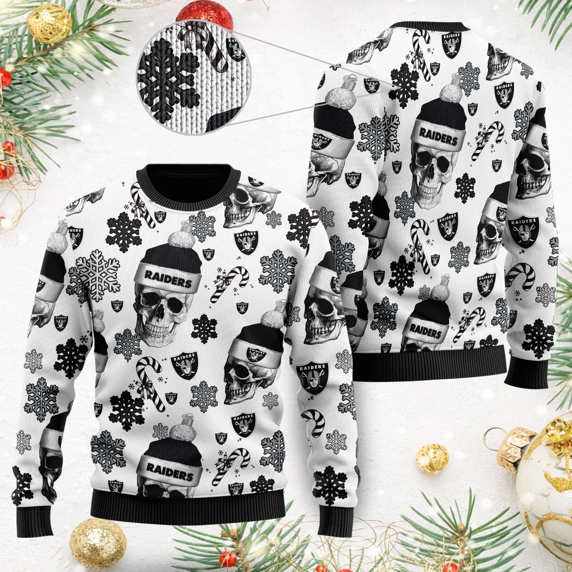 Las Vegas Raiders NFL Football Team Santa Skulls Ugly Christmas Sweater
