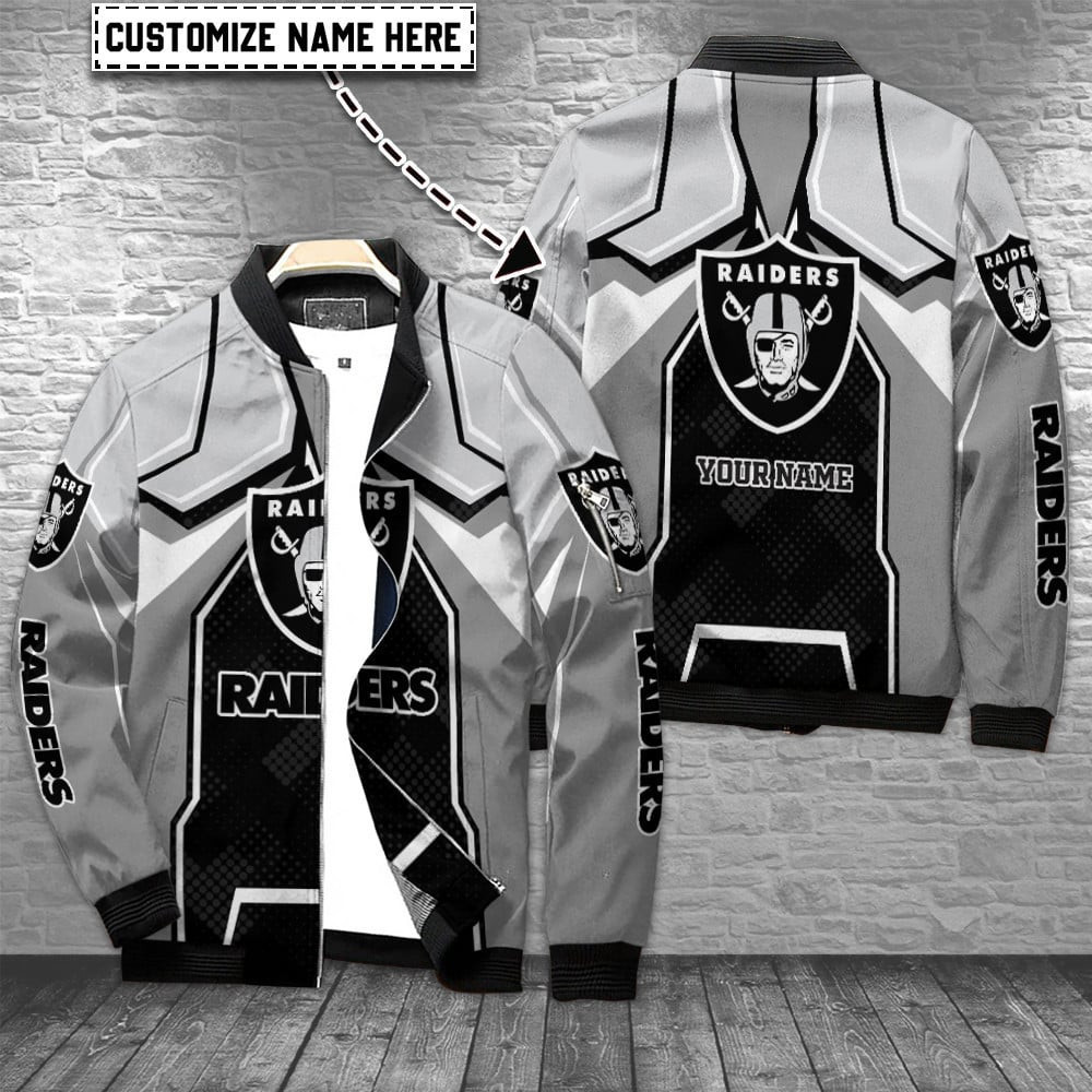 Las Vegas Raiders Personalized Bomber Jacket | NFL Team Jacket for Men & Women | Football Fan Gift