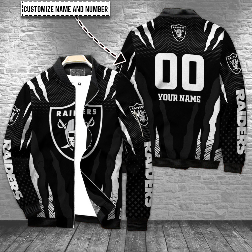 Las Vegas Raiders Personalized Bomber Jacket | NFL Team Jacket for Men & Women | Football Fan Gift