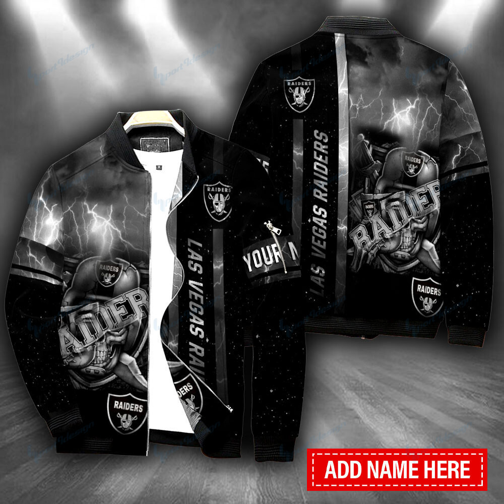 Las Vegas Raiders Personalized Bomber Jacket | NFL Team Jacket for Men & Women | Football Fan Gift