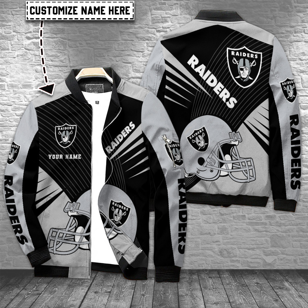 Las Vegas Raiders Personalized Bomber Jacket | NFL Team Jacket for Men & Women | Football Fan Gift
