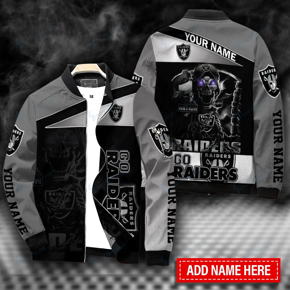 Las Vegas Raiders Personalized Bomber Jacket | NFL Team Jacket for Men & Women | Football Fan Gift