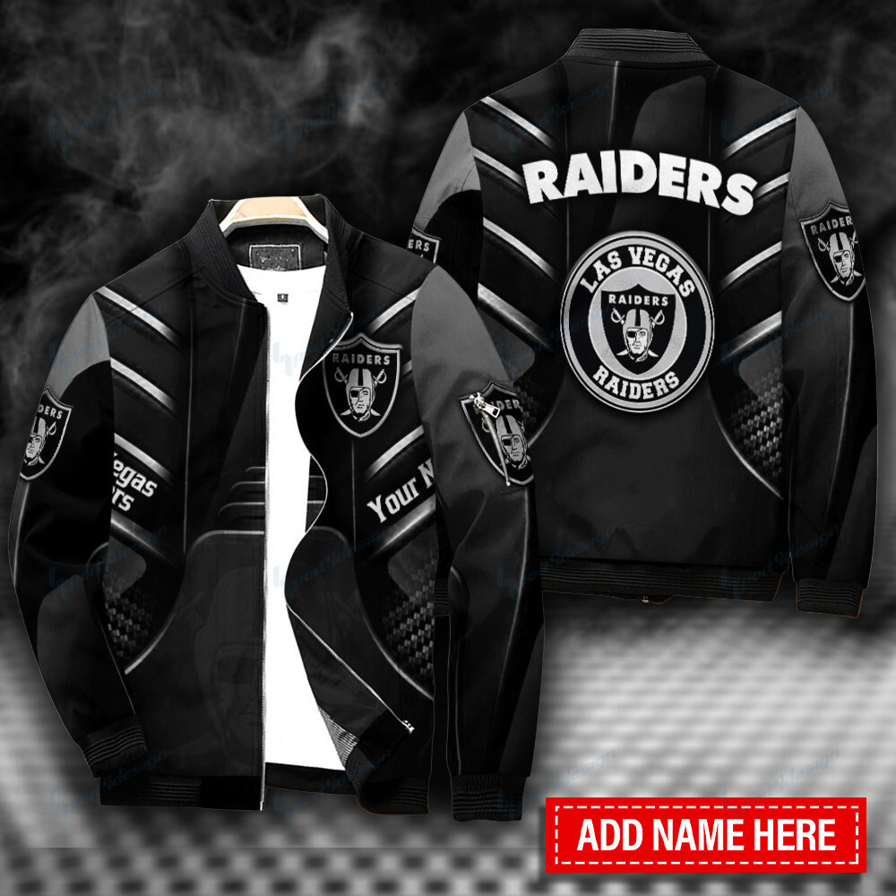 Las Vegas Raiders Personalized Bomber Jacket | NFL Team Jacket for Men & Women | Football Fan Gift