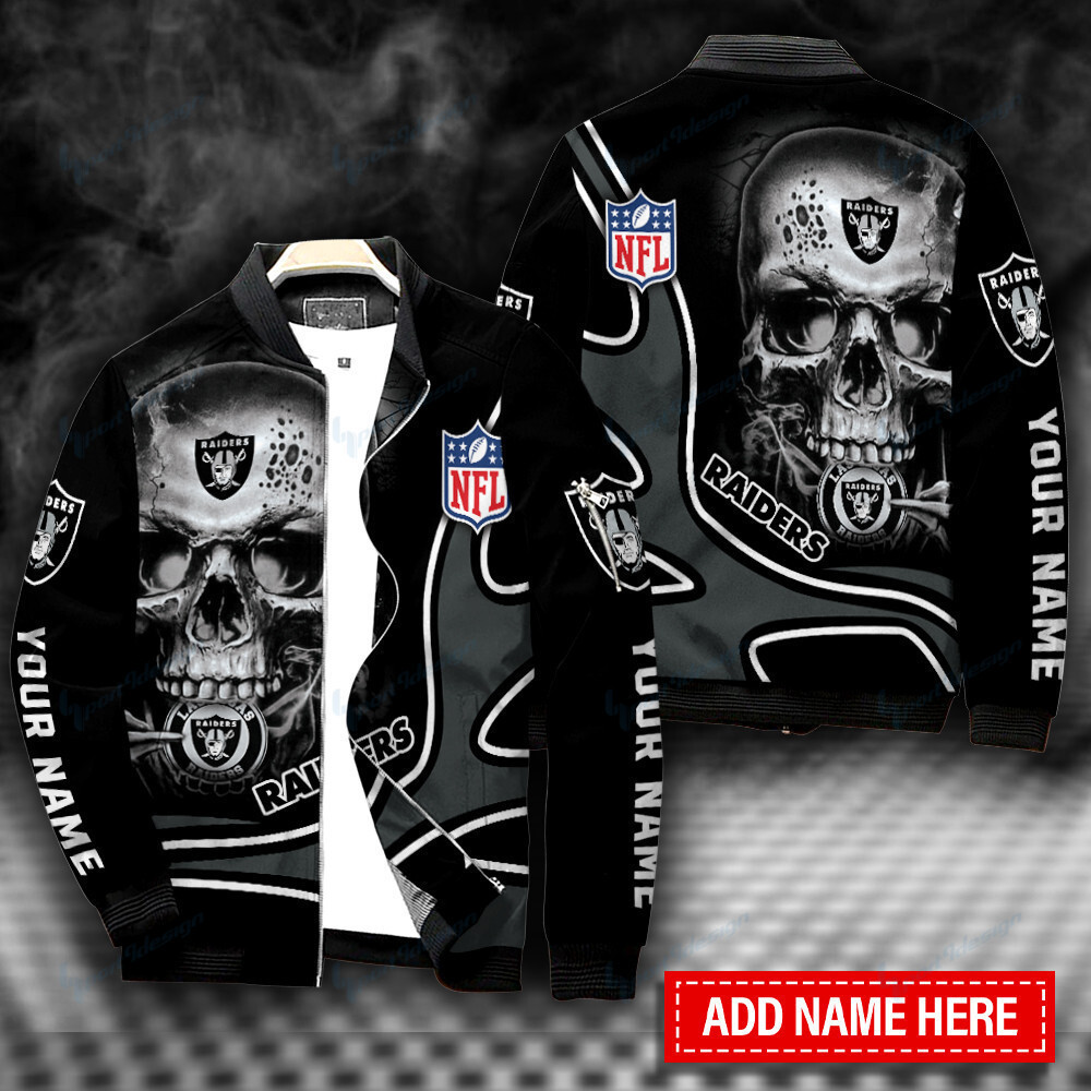 Las Vegas Raiders Personalized Bomber Jacket | NFL Team Jacket for Men & Women | Football Fan Gift