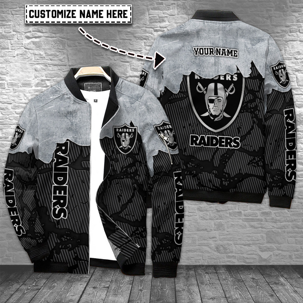 Las Vegas Raiders Personalized Bomber Jacket | NFL Team Jacket for Men & Women | Football Fan Gift