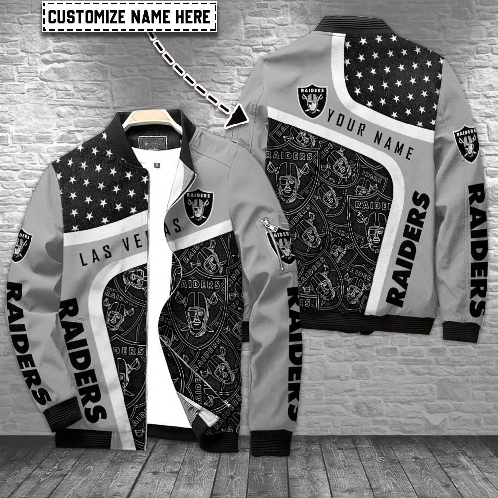 Las Vegas Raiders Personalized Bomber Jacket | NFL Team Jacket for Men & Women | Football Fan Gift