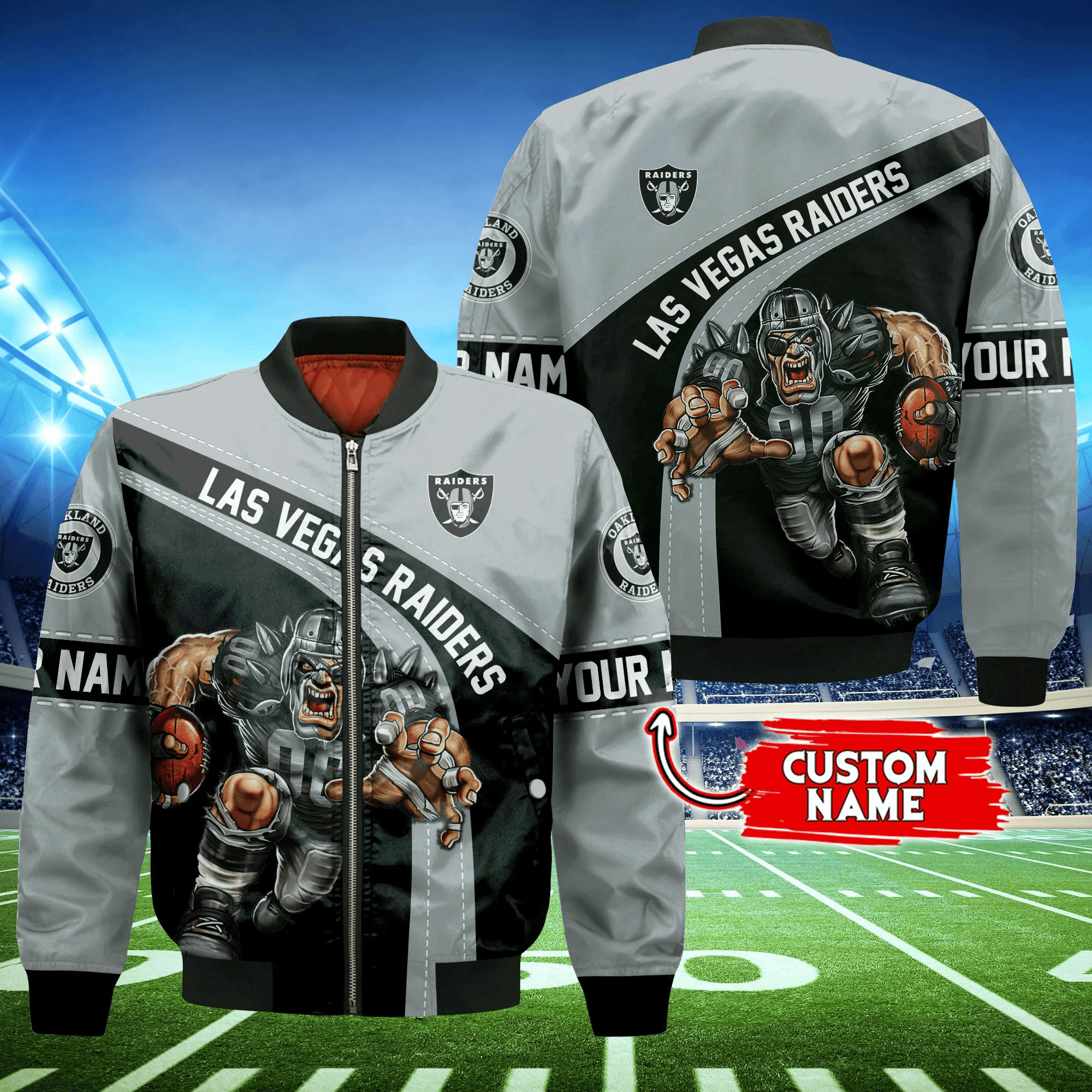 Las Vegas Raiders Personalized Thick Bomber Jacket | NFL Team Jacket for Men & Women | Football Fan Gift