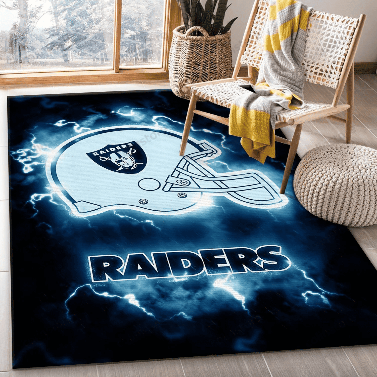 Las Vegas Raiders Rectangle Area Rug – Full Print Carpet For Living Room & Bedroom Home Decor