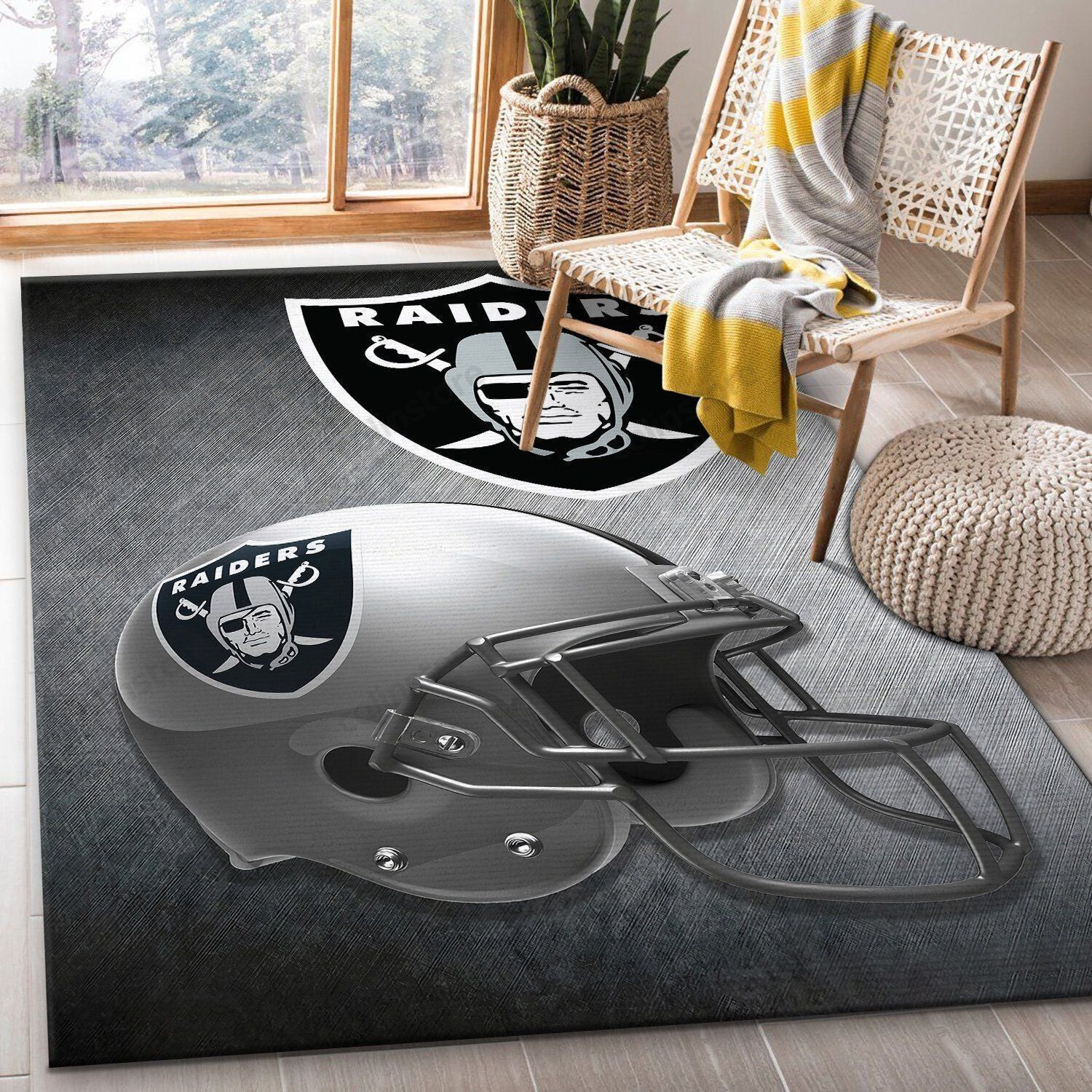 Las Vegas Raiders Rectangle Area Rug – Full Print Carpet For Living Room & Bedroom Home Decor