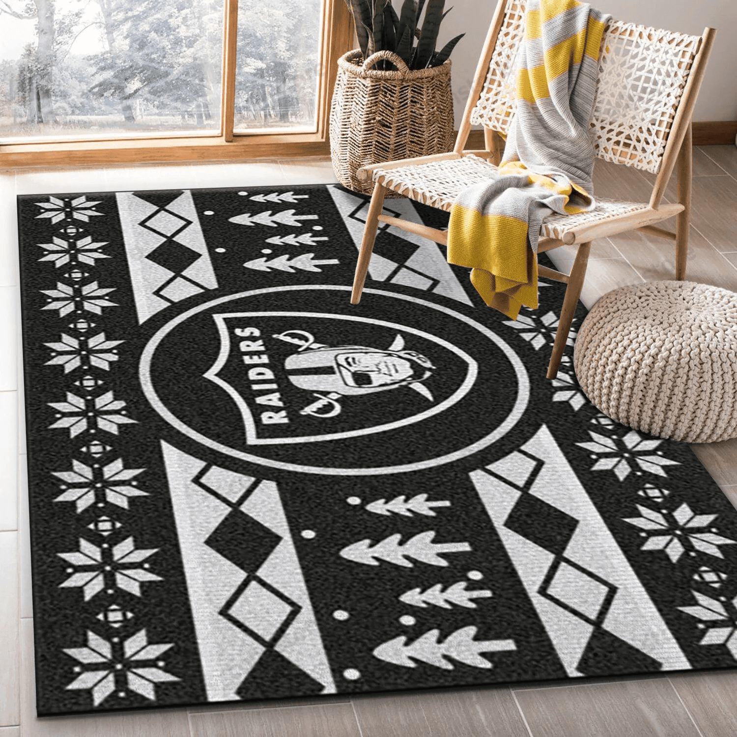 Las Vegas Raiders Rectangle Area Rug – Full Print Carpet For Living Room & Bedroom Home Decor