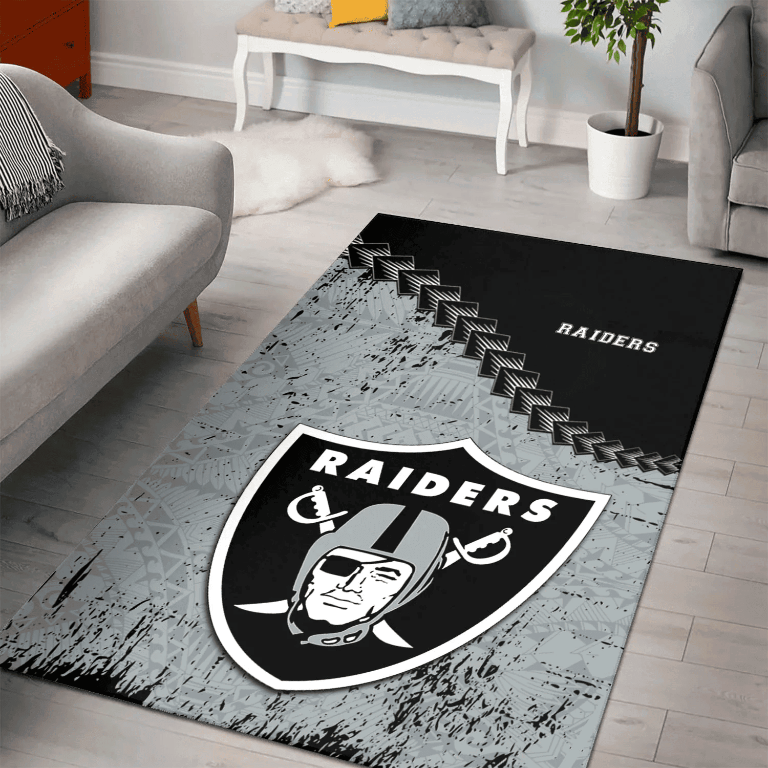 Las Vegas Raiders Rectangle Area Rug – Full Print Carpet For Living Room & Bedroom Home Decor