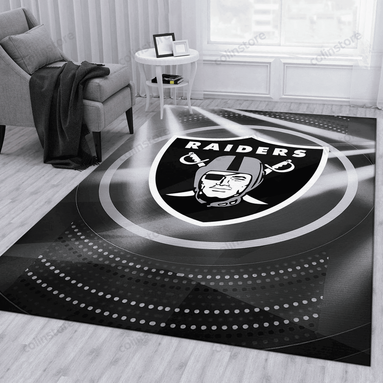 Las Vegas Raiders Rectangle Area Rug – Full Print Carpet For Living Room & Bedroom Home Decor