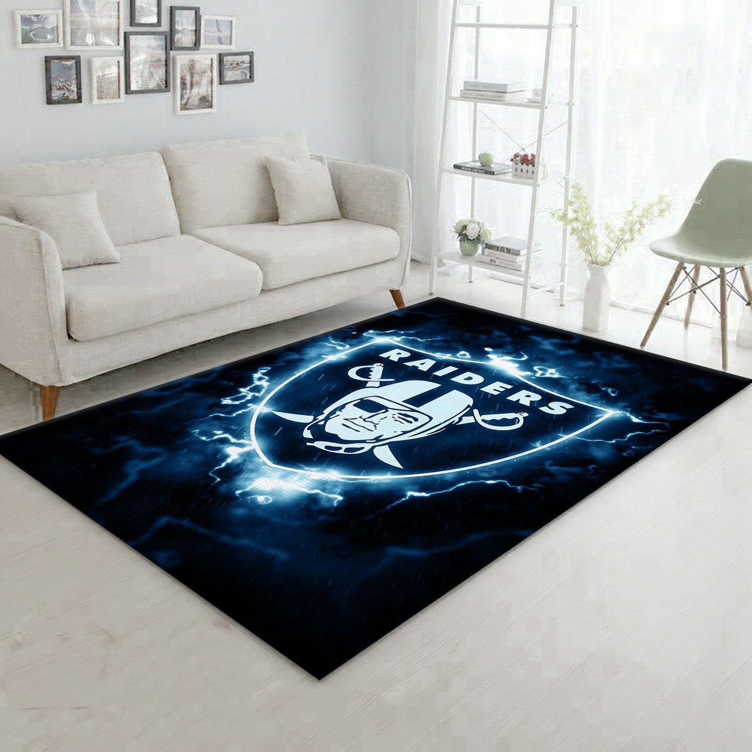 Las Vegas Raiders Rectangle Area Rug – Full Print Carpet For Living Room & Bedroom Home Decor