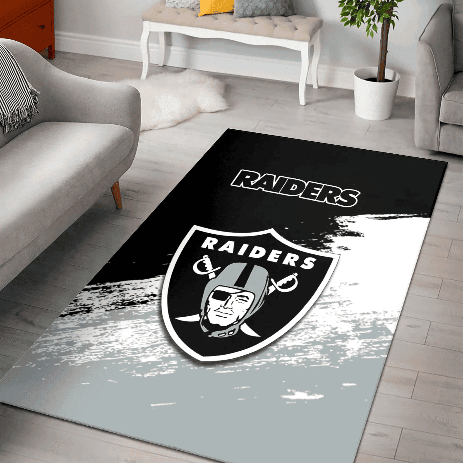 Las Vegas Raiders Rectangle Area Rug – Full Print Carpet For Living Room & Bedroom Home Decor