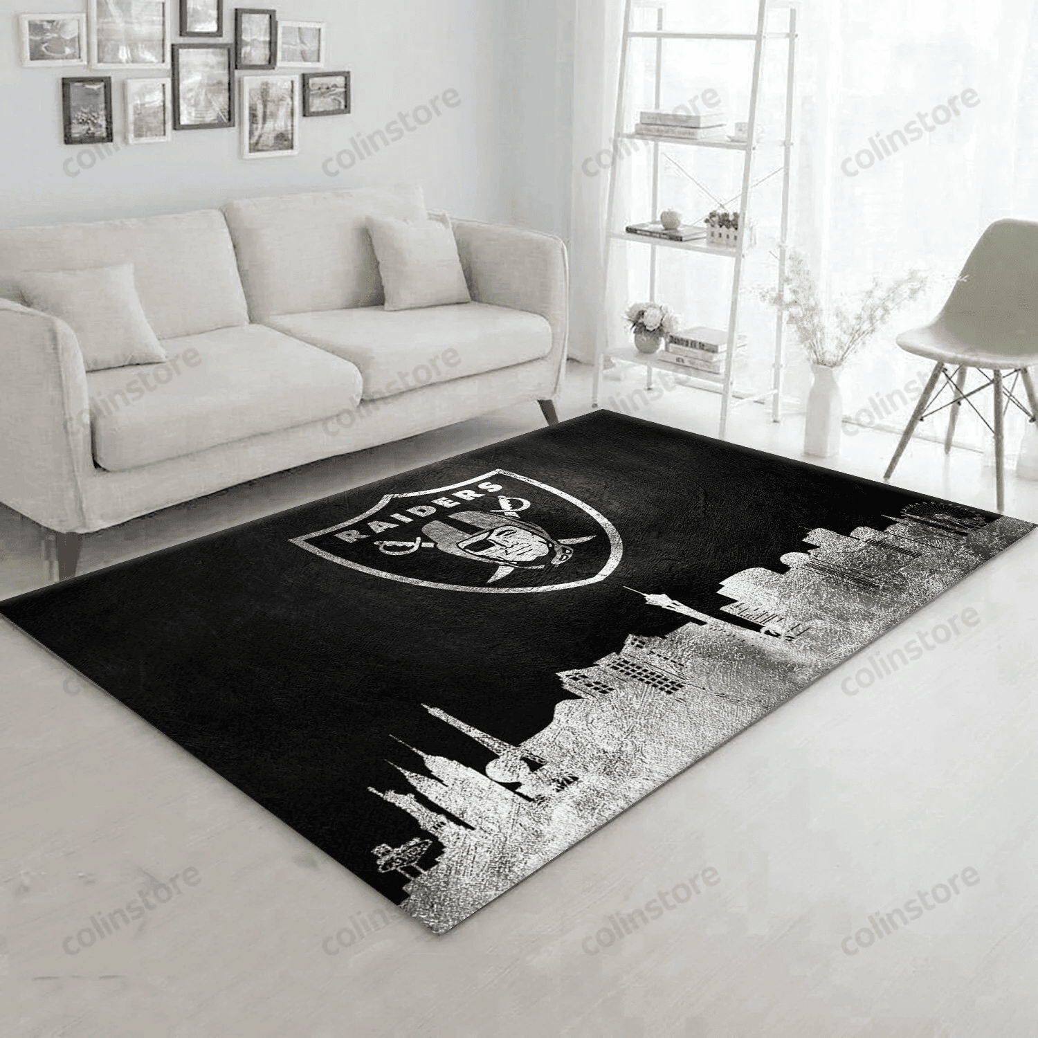 Las Vegas Raiders Skyline Rectangle Area Rug – Full Print Carpet For Living Room & Bedroom Home Decor