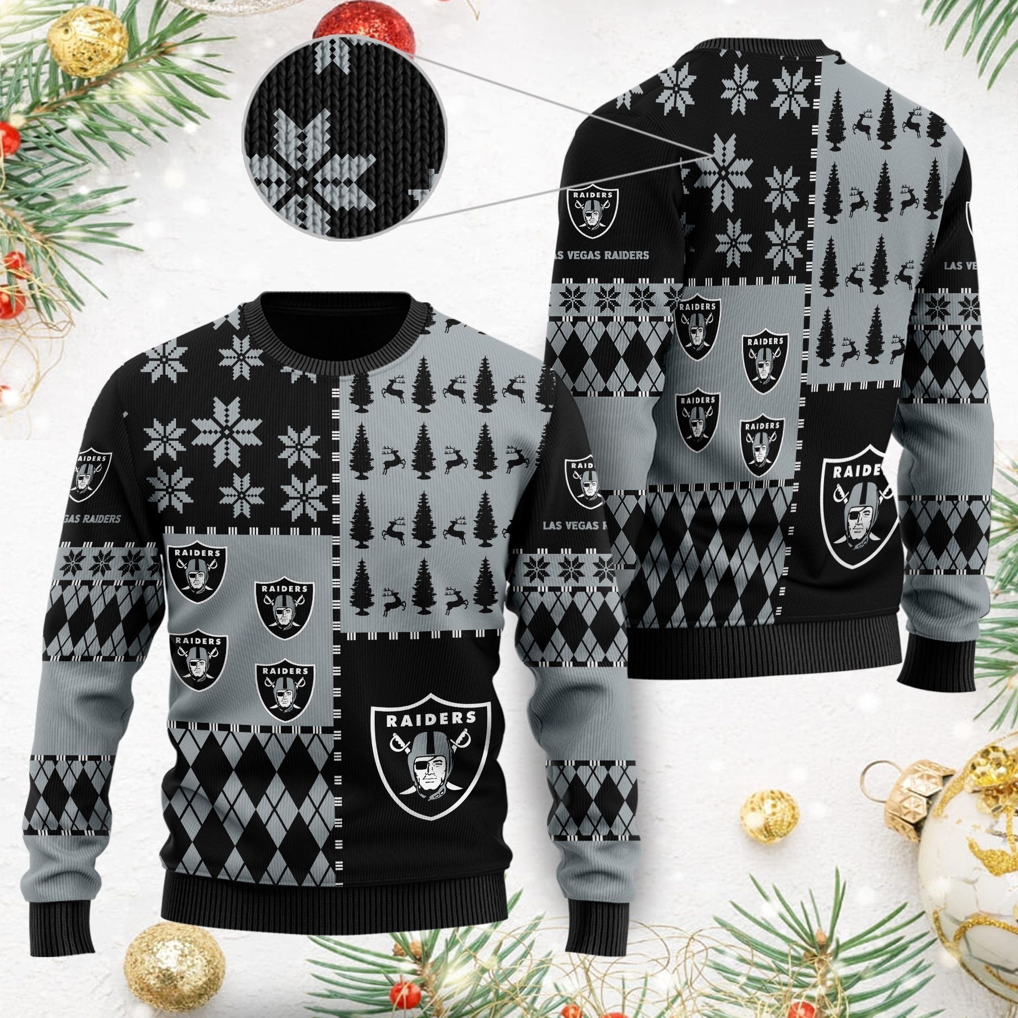 Las Vegas Raiders Ugly Christmas Sweater Full Size For Sale Best Christmas Gift For Raiders Fans