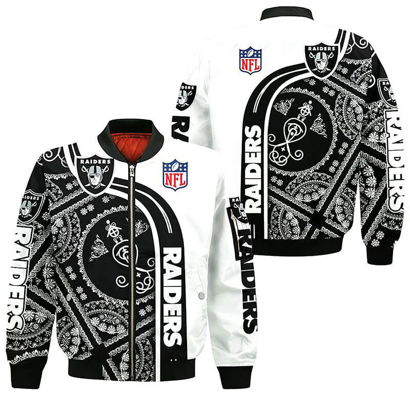Las Vegas Raiders White Special Bomber Jacket | NFL Team Jacket for Men & Women | Football Fan Gift
