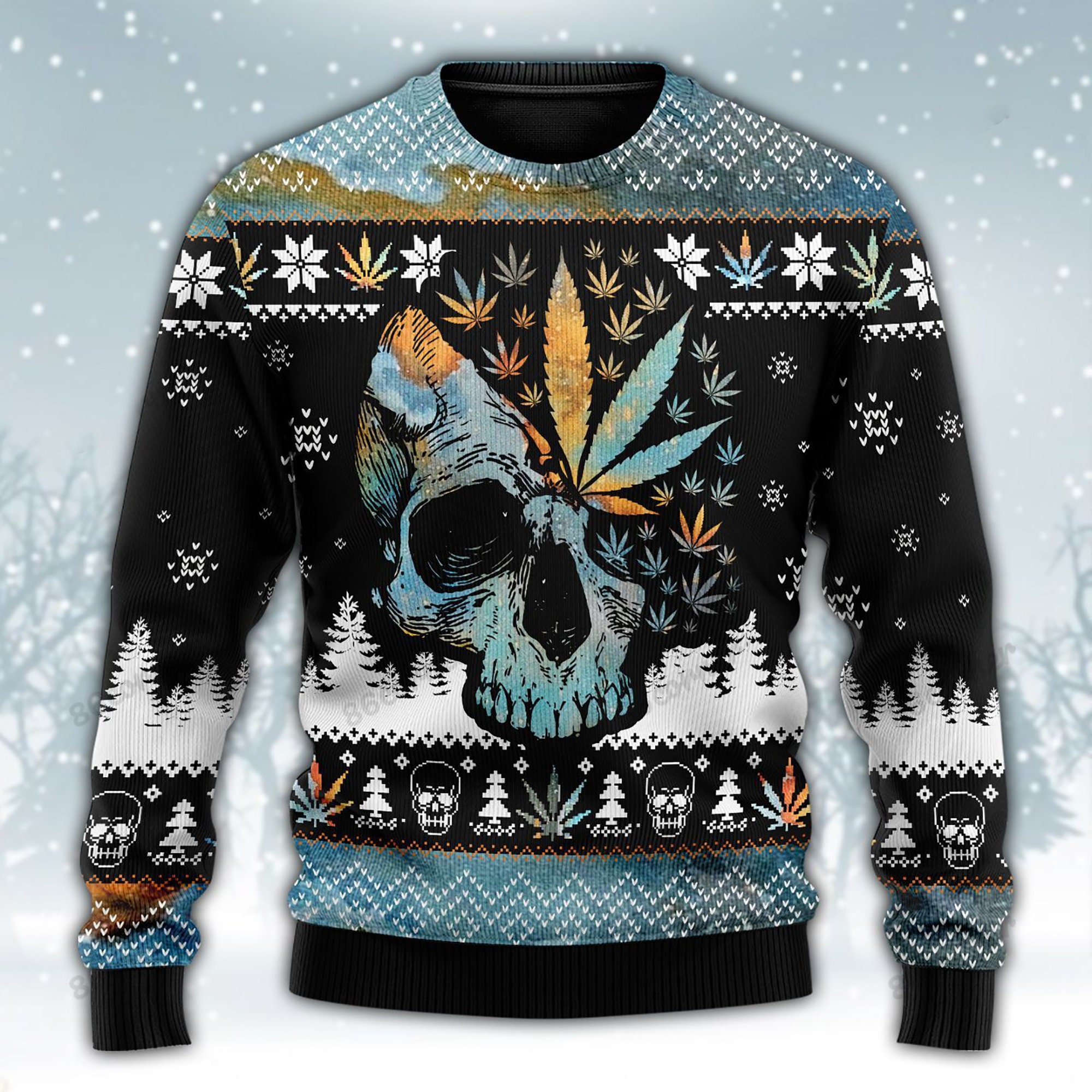 Leaf Skull Christmas Ugly Christmas Sweater
