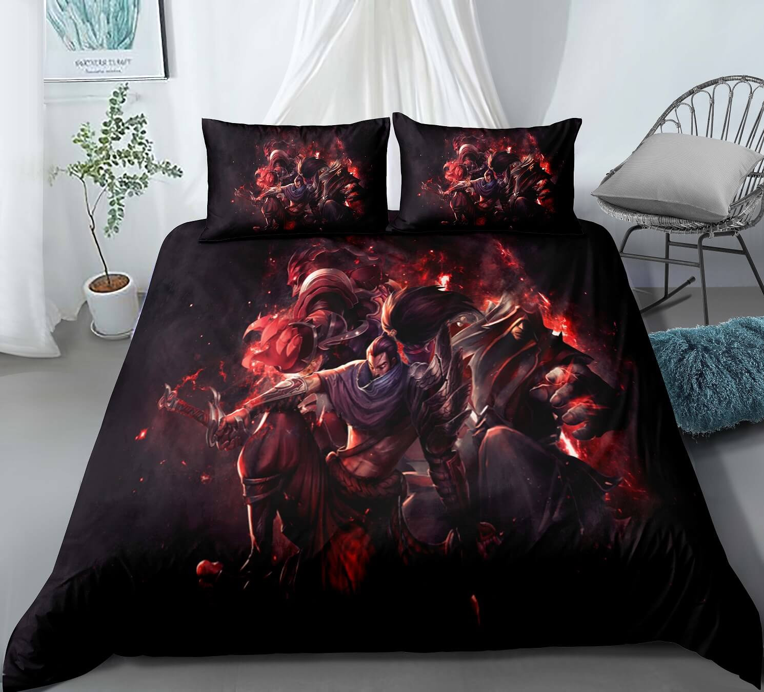 League Of Legends Lol Yasuo Duvet Cover Quilt Cover Pillowcase Bedding Set Bed Linen Home Bedroom Decor