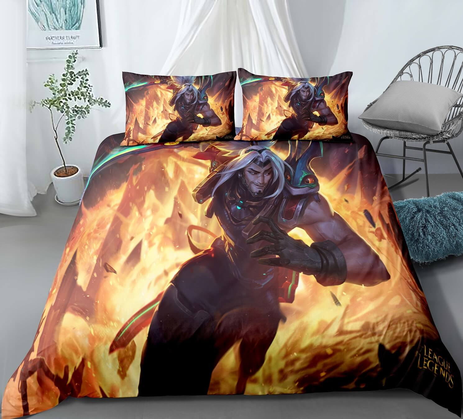 League Of Legends Lol Yasuo Duvet Cover Quilt Cover Pillowcase Bedding Set Bed Linen Home Bedroom Decor