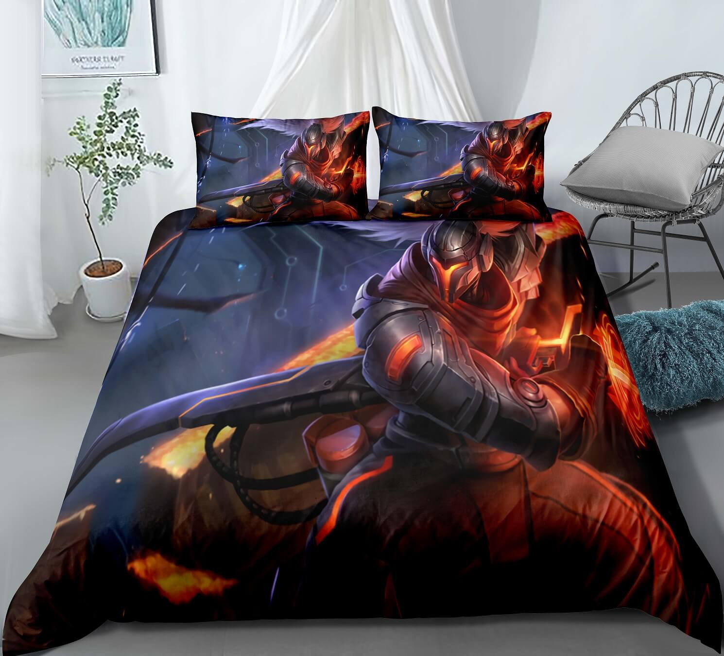 League Of Legends Lol Yasuo Duvet Cover Quilt Cover Pillowcase Bedding Set Bed Linen Home Bedroom Decor
