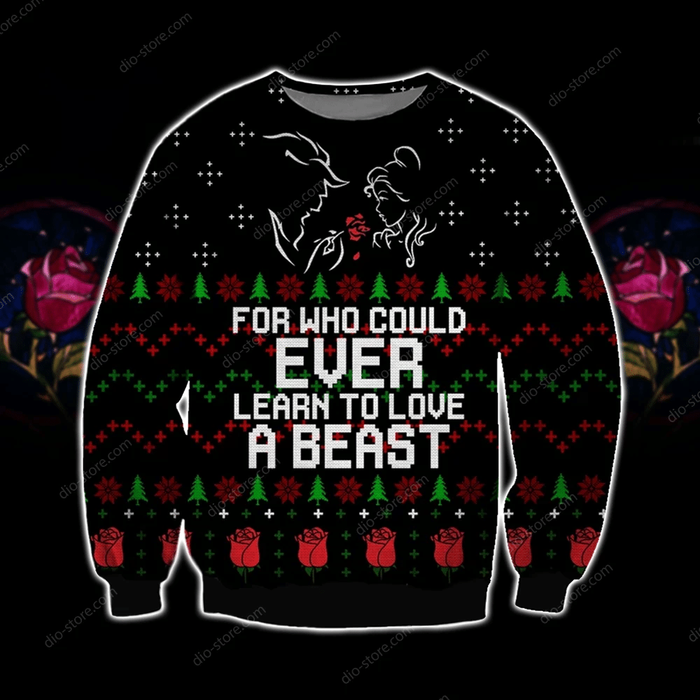 Learn To Love A Beast Knitting Pattern 3D Print Ugly Christmas Sweater