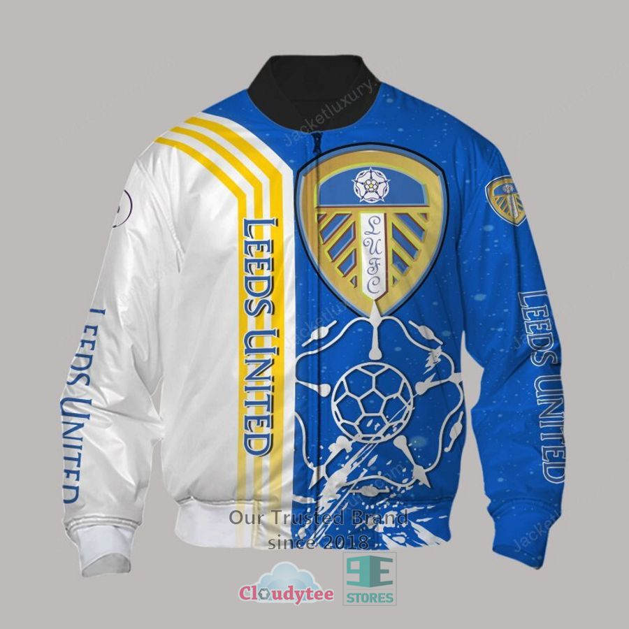 Leeds United Blue With Yellow Stripes Bomber Jacket | Streetwear Jacket for Men & Women | Fan Gift