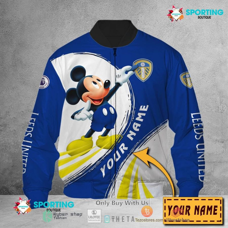 Leeds United Mickey Personalized Bomber Jacket | Streetwear Jacket for Men & Women | Fan Gift