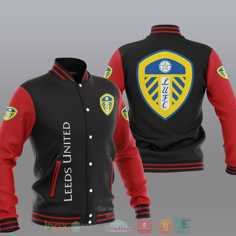 Leeds United One Team One Life One Love Red Black Baseball Jacket for Men & Women | Soccer Team Fan Gift