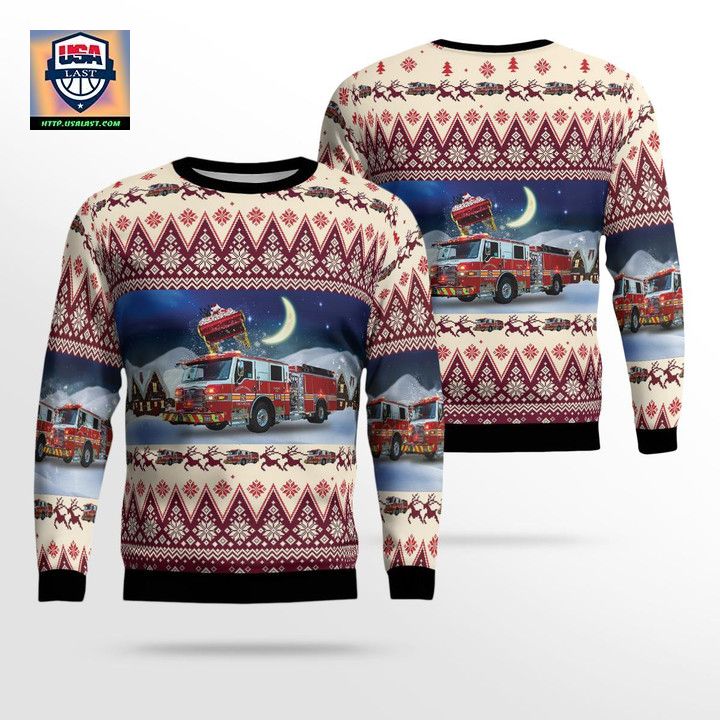 Leesburg Virginia Loudoun County Fire and Rescue Christmas Sweater 3D