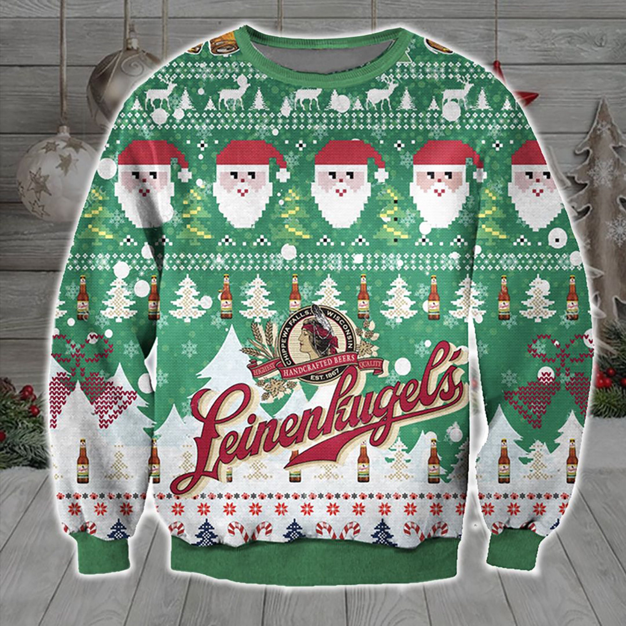 Leinenkugels Beer Green Ugly Christmas Sweater