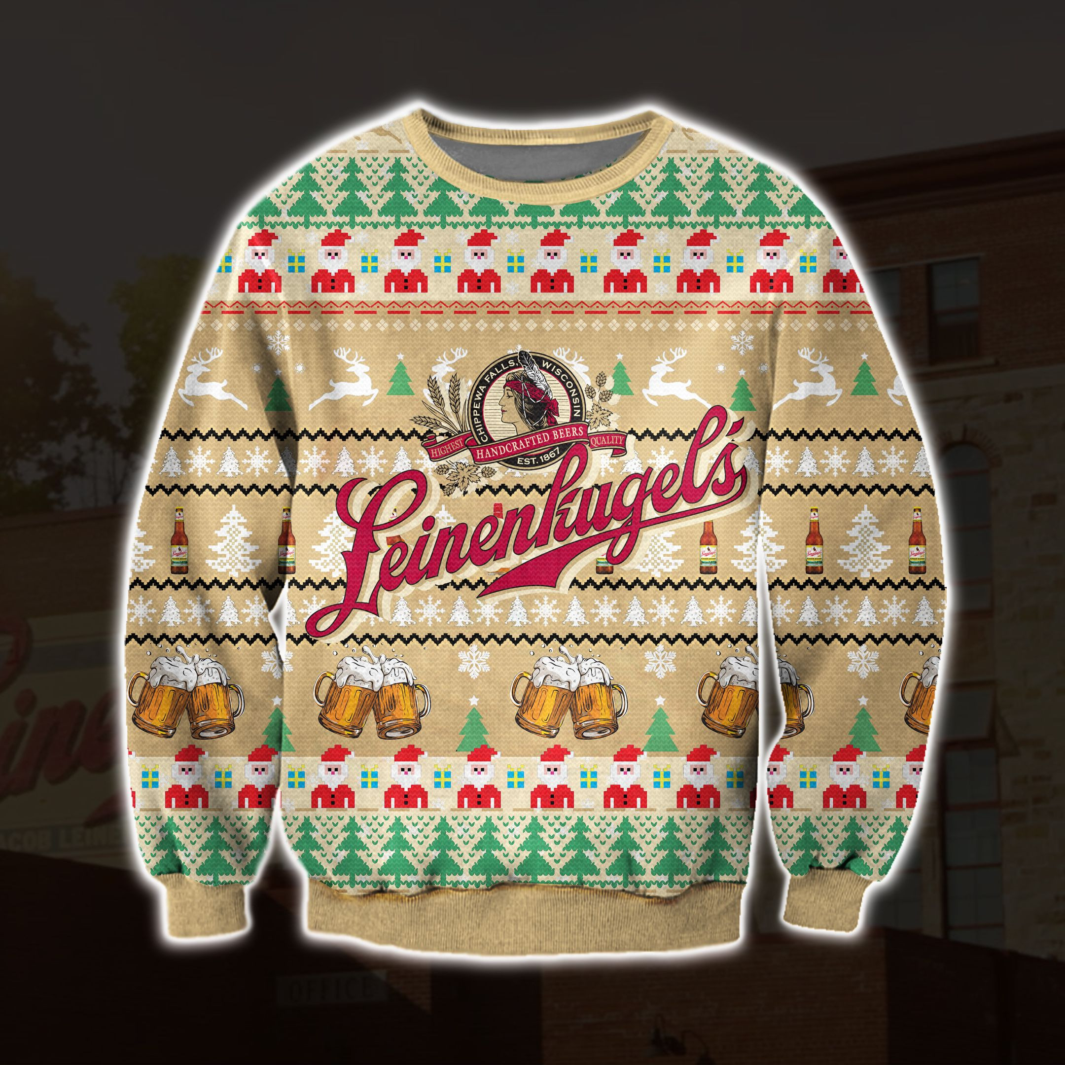 Leinenkugel'S Beer Knitting Pattern 3D Print Ugly Christmas Sweater