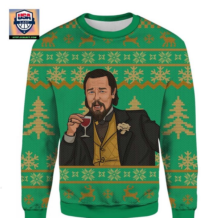 Leo Laughing Meme Ugly Christmas 3D Sweater