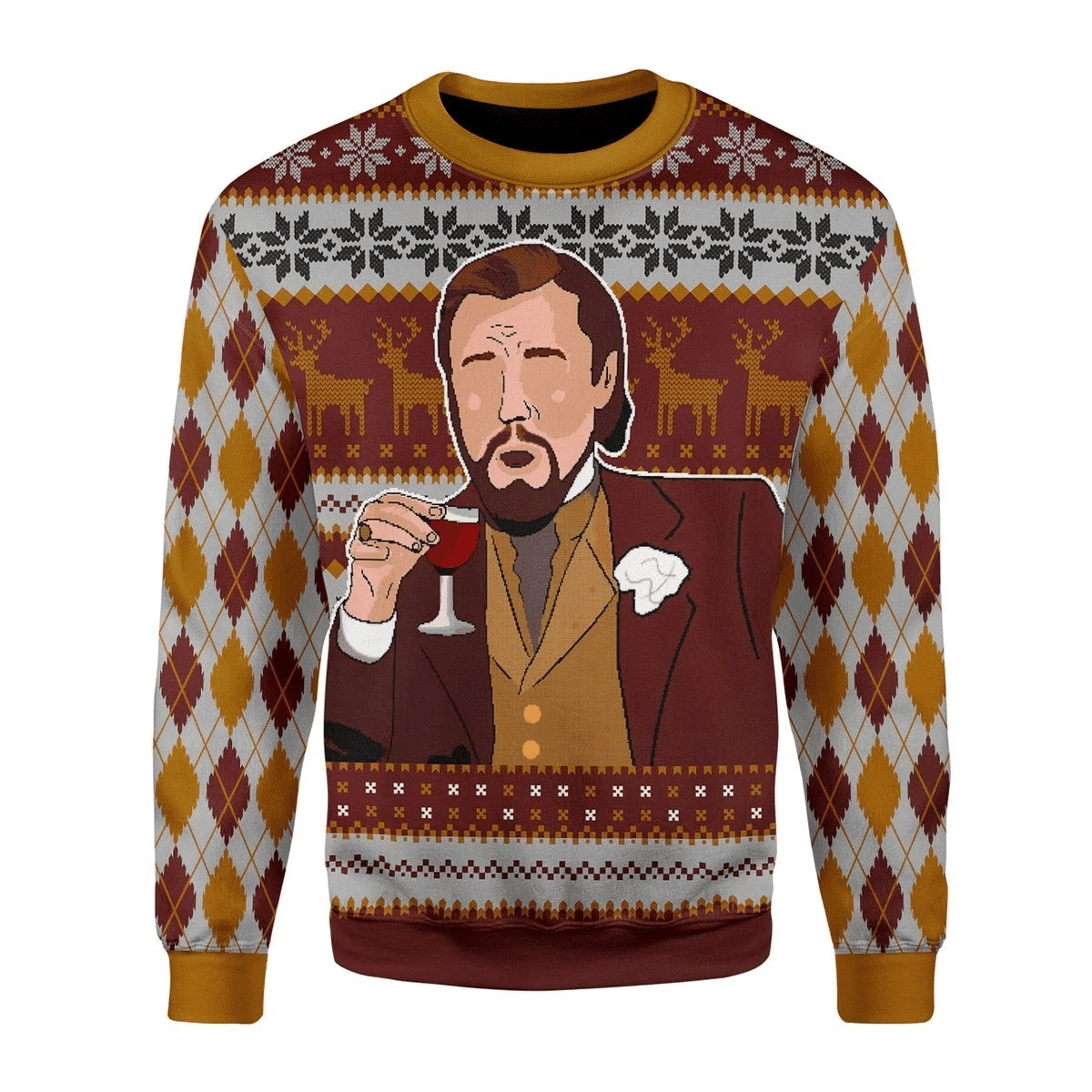 Leo Laughing Meme Ugly Christmas Sweater,