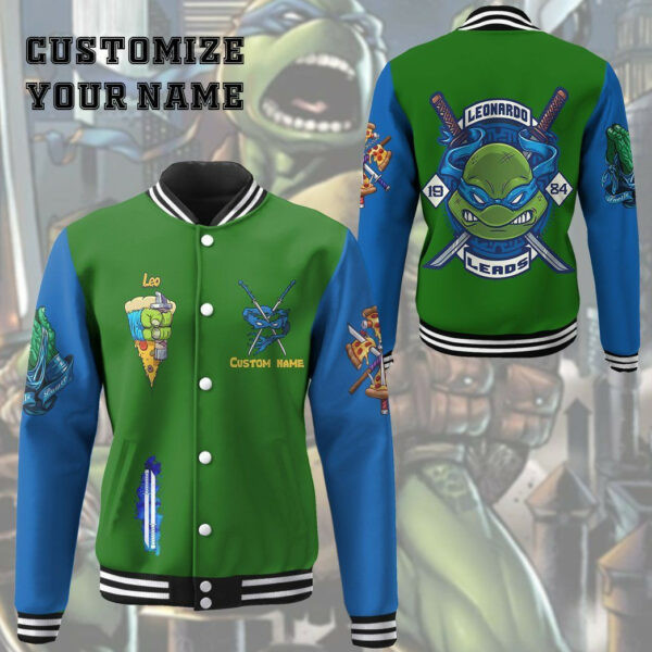 Leonardo TMNT Personalized Baseball Jacket for Men & Women | Cartoon Fan Gift