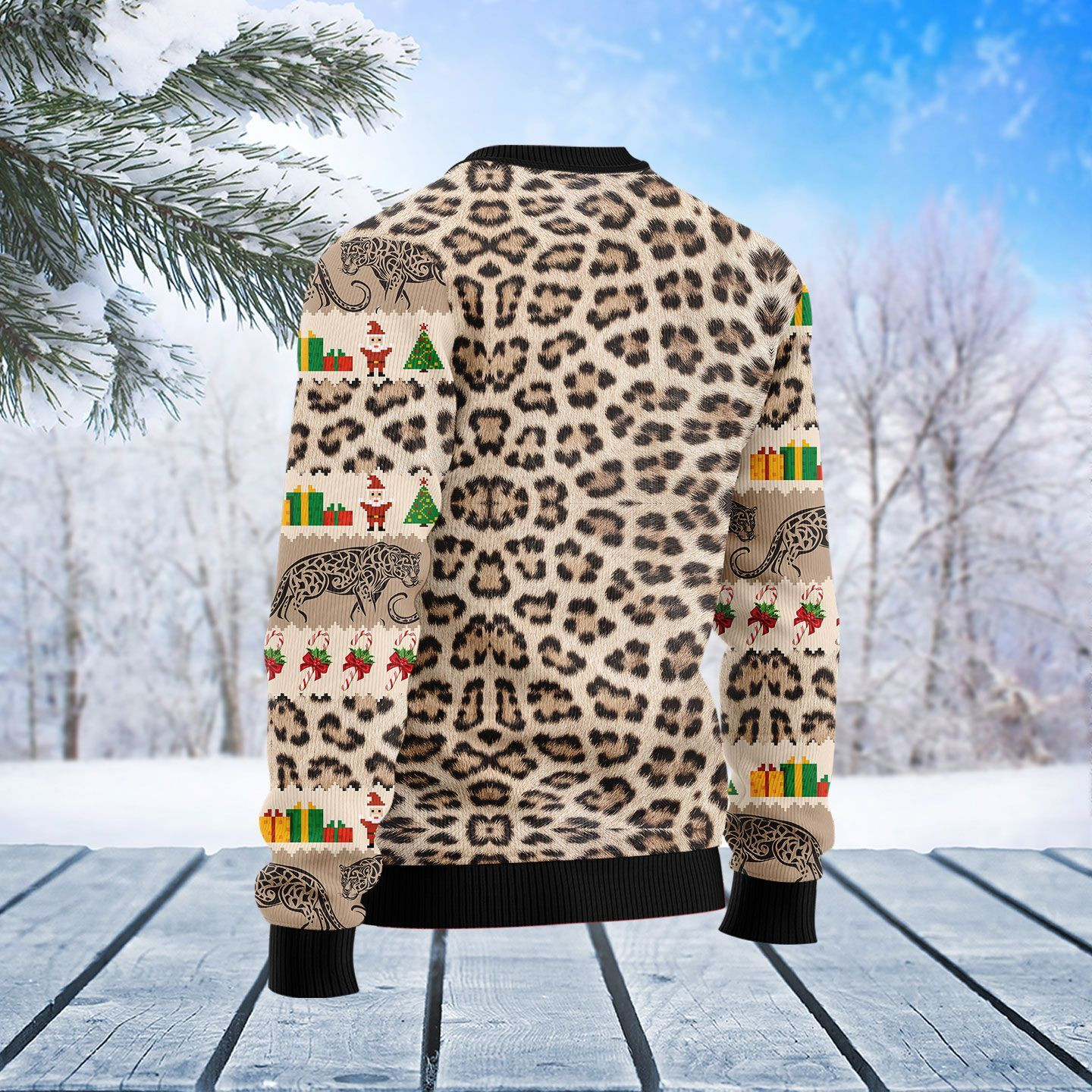 Leopard Cute Face Ugly Christmas Sweater, Perfect Holiday Gift