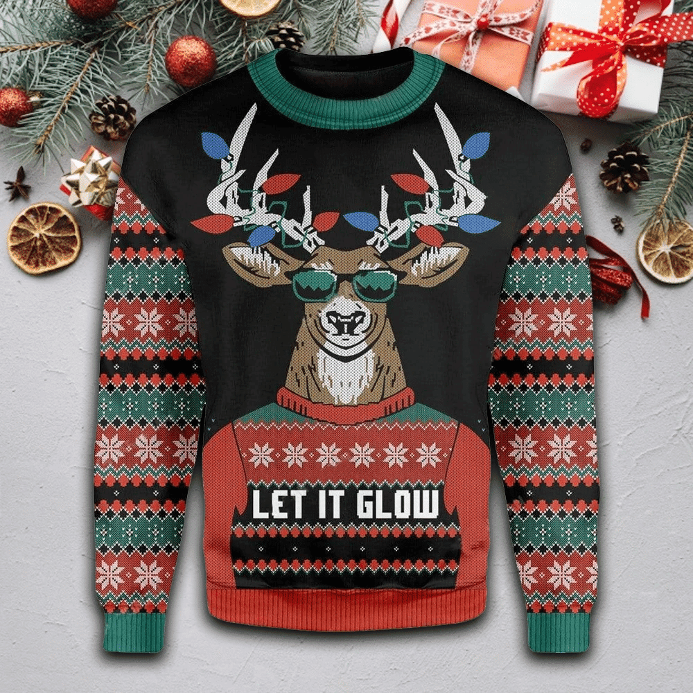 Let It Glow Ugly Christmas Sweater, Perfect Holiday Gift