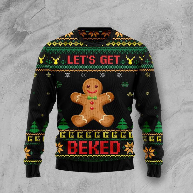 Lets Get Baked Ugly Christmas Sweater, Perfect Holiday Gift