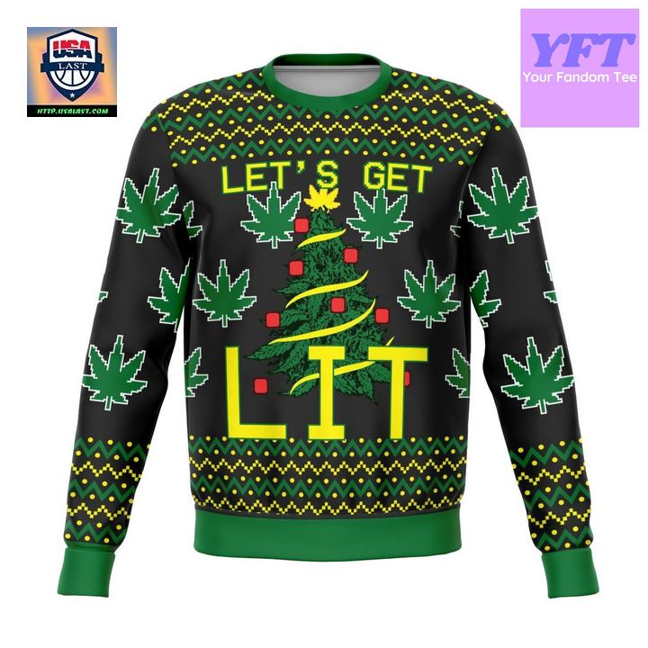 Lets Get Lit Funny Meme Design 3d Ugly Christmas Sweater