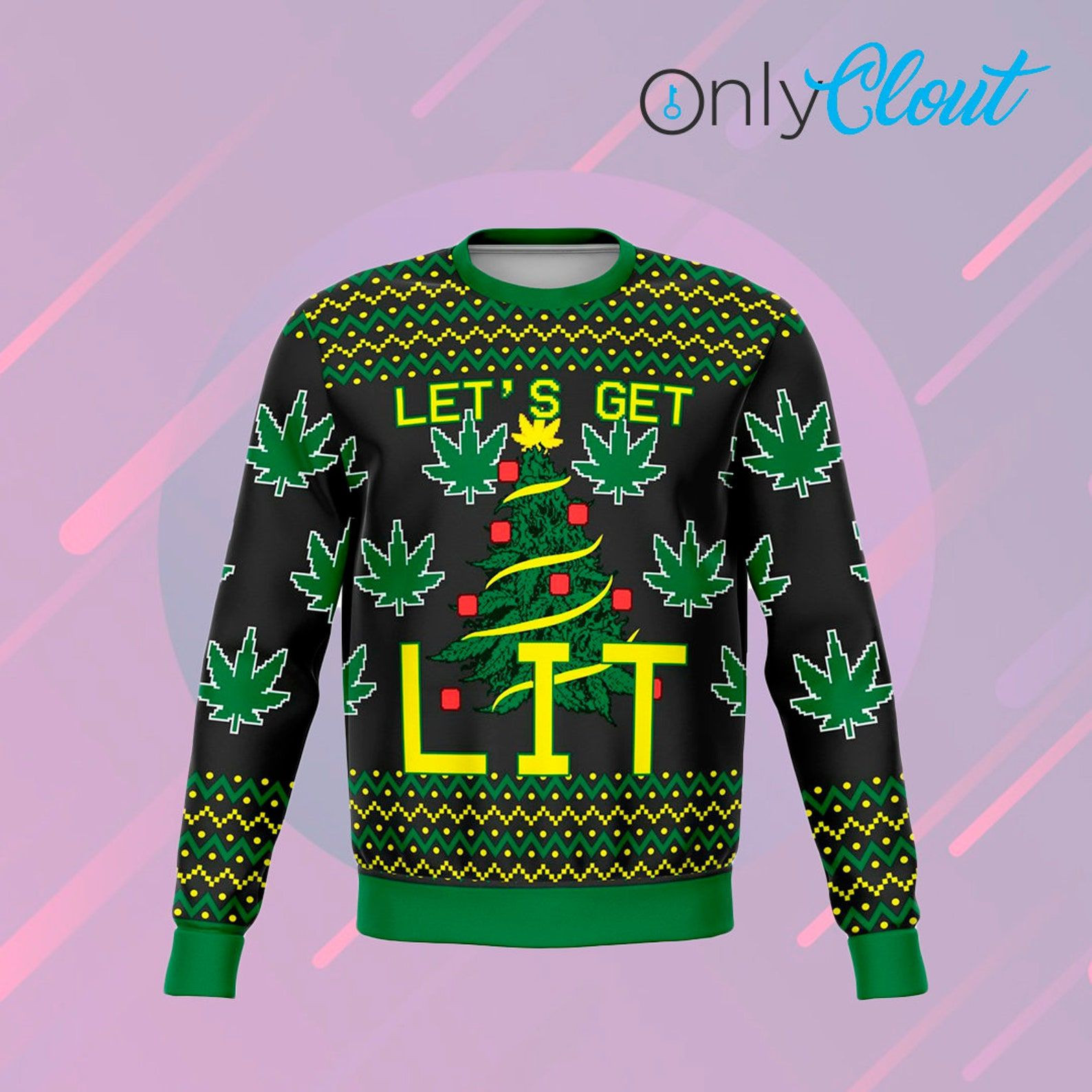Lets Get Lit Funny Ugly Christmas Sweater,