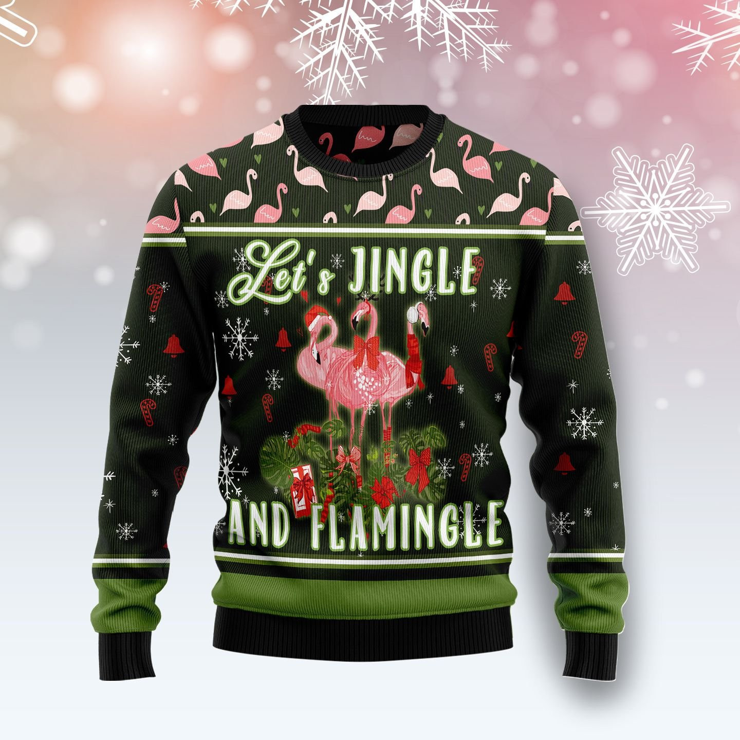 Lets Jingle And Flamingle Ugly Christmas Sweater, Perfect Holiday Gift