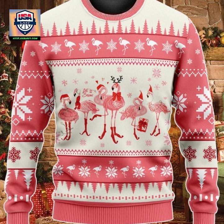 Lets Snow Flamingo Chritsmas Sweater Hoodie