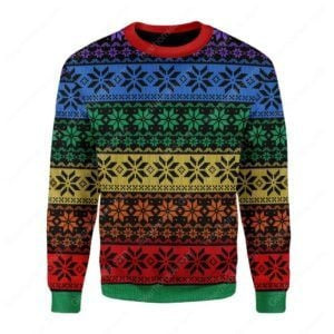 Lgbt Flag For Unisex Ugly Christmas Sweater,